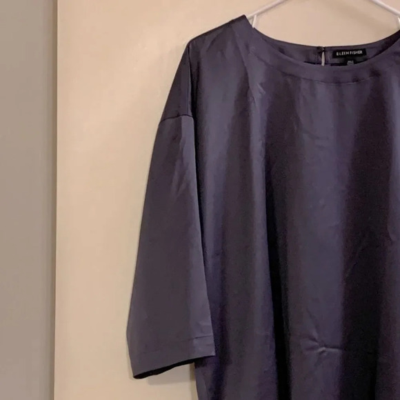 EILEEN FISHER NWOT Ballet Neck Box Top‎ in Navy - Picture 4 of 9